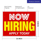 Now Hiring Sign, Help Wanted Signs for Business, (2 Pack) Double Sided Plastic 18x24 2 PK