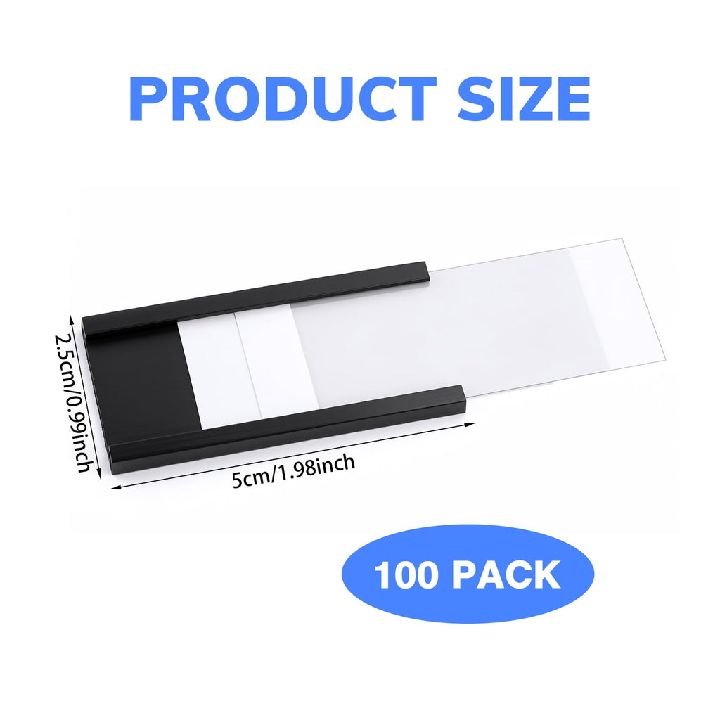 100 Pack Magnetic C Channel Label Holders for Metal Shelves