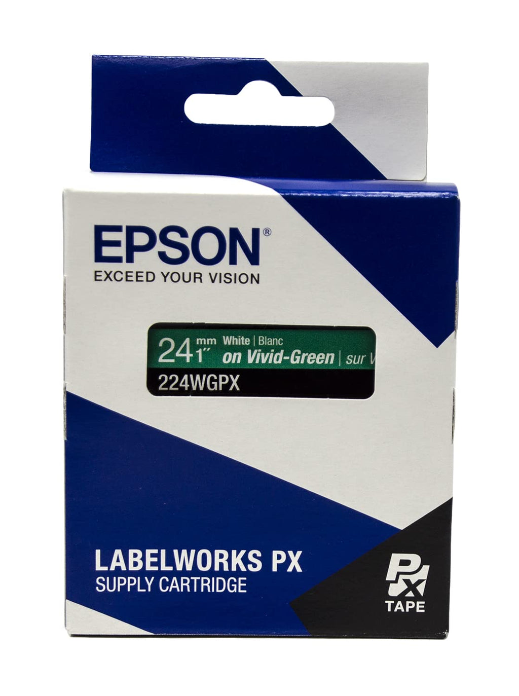 Epson LABELWORKS 224WGPX Label Tape - White on Green - 1" (24mm), 30ft