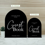 Black Arch Acrylic Guest Book Sign with Stand 8"x10"