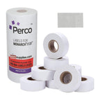 Perco White Pricing Labels for Monarch 1131 Price Gun - 1 Sleeve, 20,000 Blank Marking Labels Bundle with Monarch Ink Roll for Monarch 1131 & 1136 Price Labelers (Pack of 4)