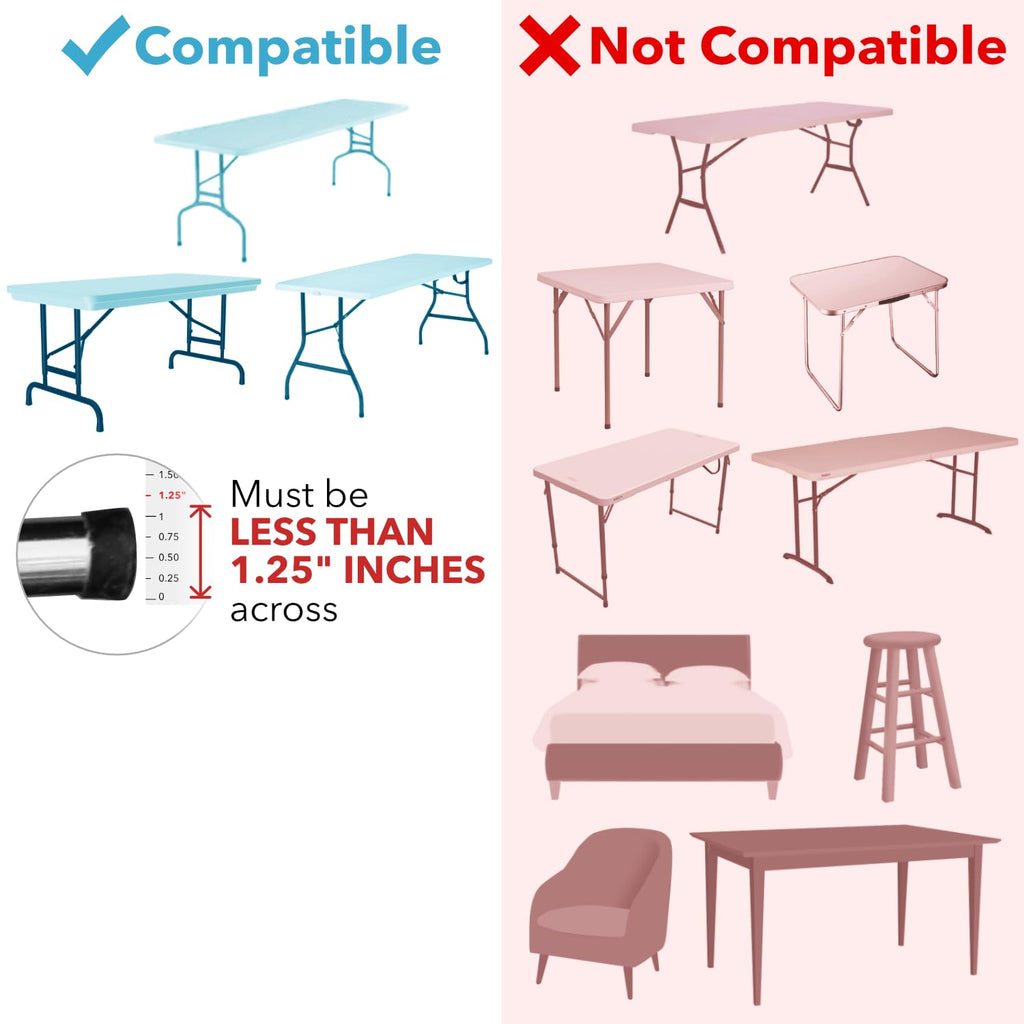 Lift Your Table® Folding Table Risers - Bar Height (Movable Foot) - Made in the USA, Heavy Duty, Sturdy, Portable, Easy-to-Use Extensions Raise Bent Leg Folding Tables (Set of 4) Bar Height (Movable Foot)