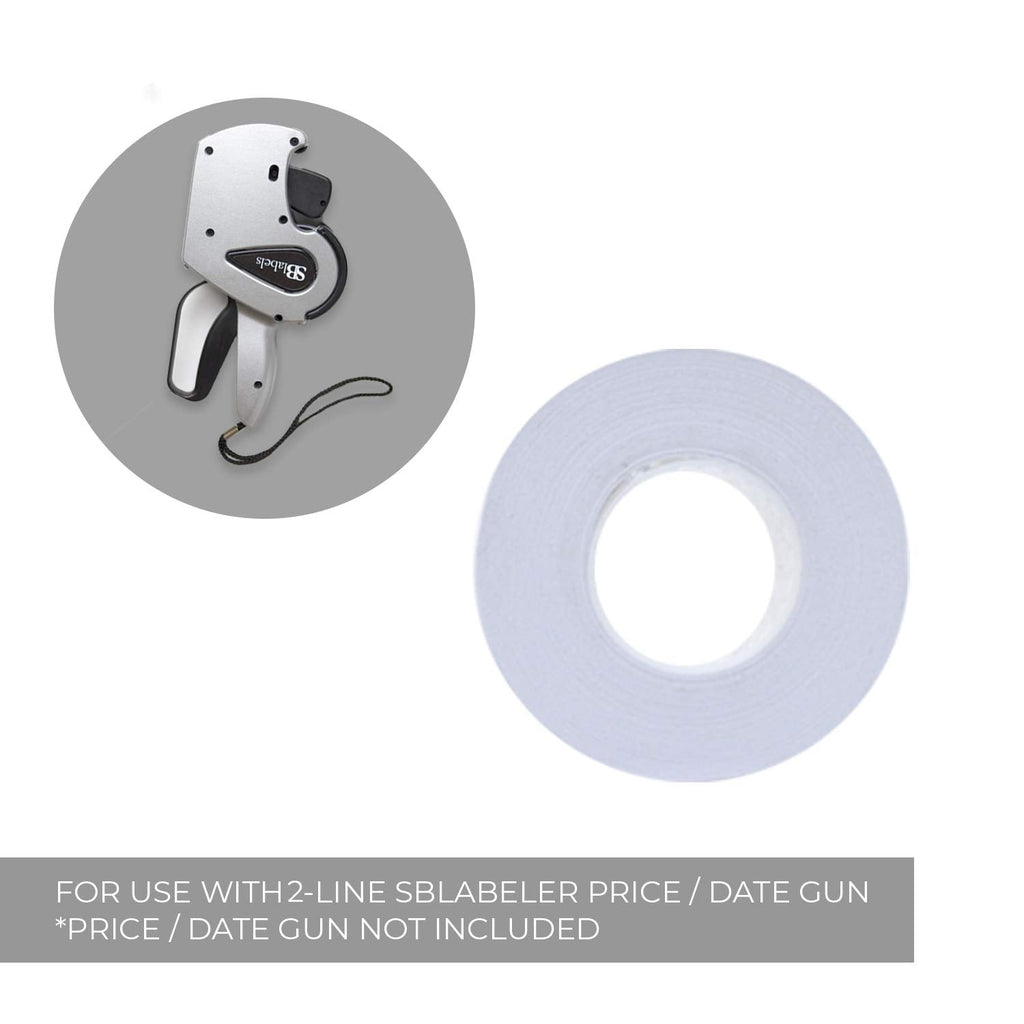 2-Line White Labels for SBLabeler Price and Date Guns / 6000 Two Line Blank Labels/Black Ink Roller Included 2-Line
