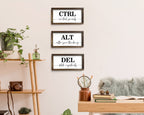 Pinetree Art Motivational Wall Decor for Office, Set of 3 Rustic Wooden Framed Signs, CTRL ALT DEL Inspirational Wall Art for Home Office, Classroom, Desk Wall, Positive Mindset Decor, (6"x12"x3) 6"x12"x3 rusitc