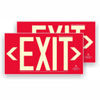 Photoluminescent Exit Signs | Pack of 2 | OSHA-ASTM-ANSI American Standard | Aluminum 14.25" x 7.5" | Weather Proof | NightBright USA Item: NCC-R II