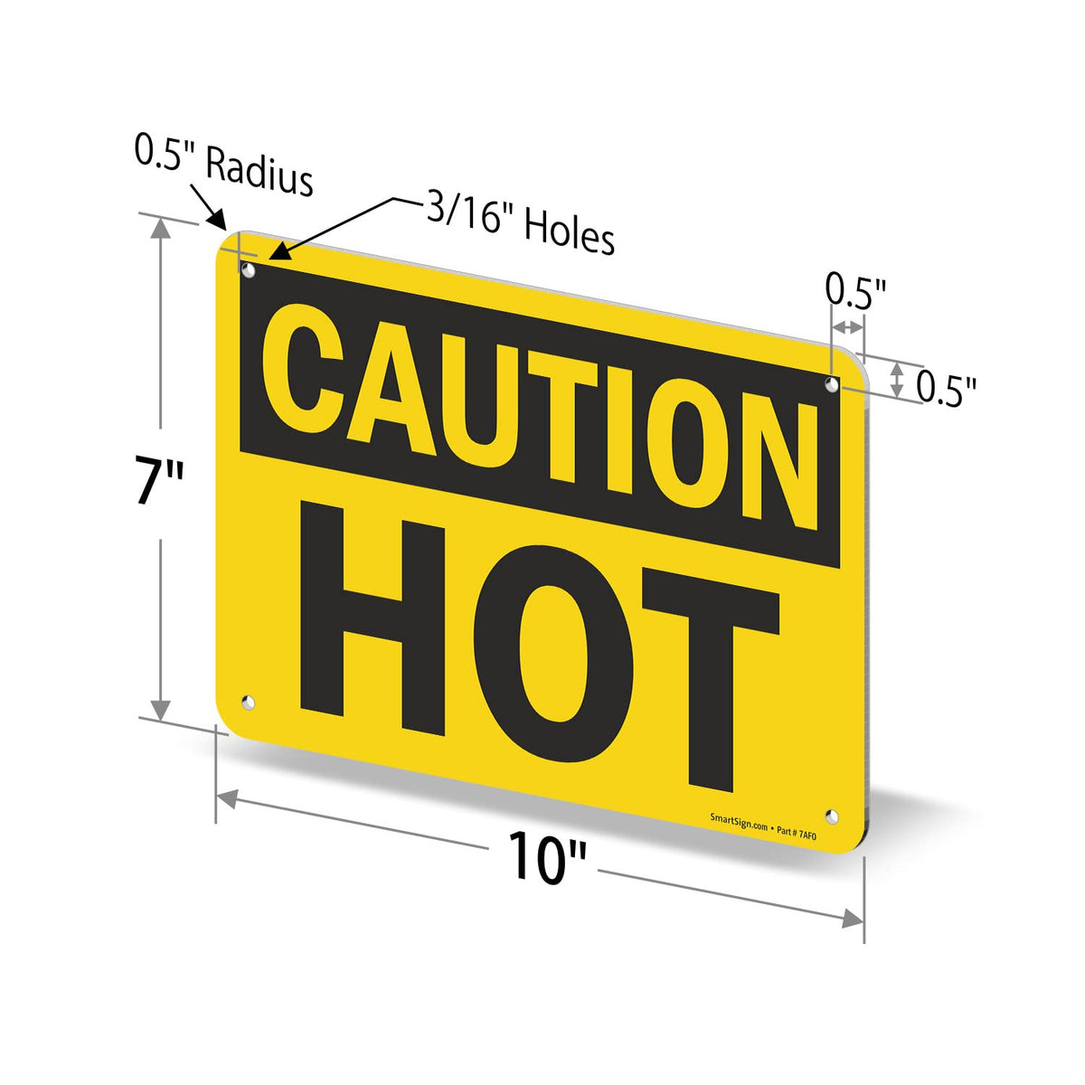 SmartSign - U9-1780-NA_7x10 "Caution - Hot" Sign | 7" x 10" Aluminum Black on Yellow