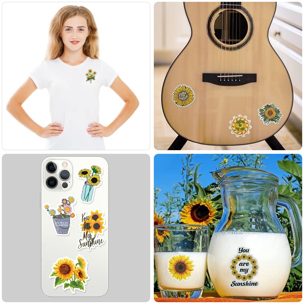 550 PCS Sunflower Stickers, SourceTon 500 PCS 1.5 Inch Sunflower Labels with 8 Sunflower Patterns Stickers Rolls Self Adhesive Seals and 50 PCS Sunflowers Mixed Stickers
