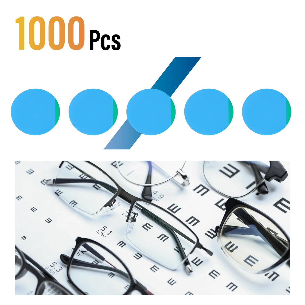 1000Pcs Lens Processing Protect Tape Anti-Silp Tape Eyeglasses Process Sticker Blue Color high Viscosity by Dhoptical