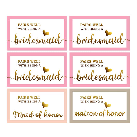 Pairs Well with Being a Bridesmaid Proposal Stickers,3.5x2 inch Mini Champagne Bottle Labels,60 Pcs Per Pack