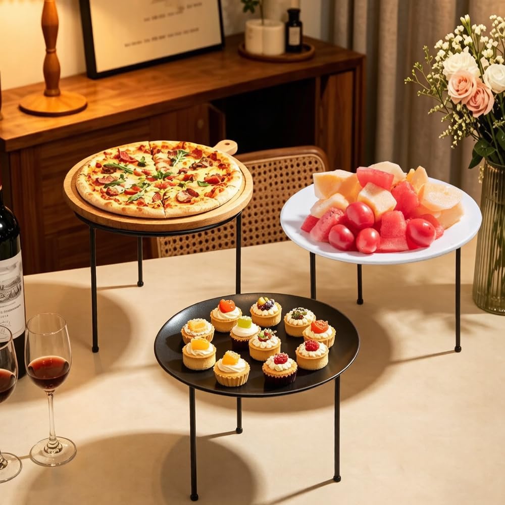 Set of 4 Black Pizza Stand with Storage Bag,8 Inch Pizza Pan Rack