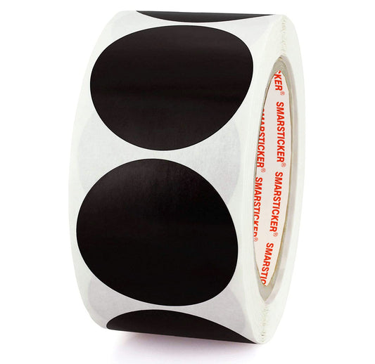 SMARSTICKER 2" Round Black Color Circles Coding Dot Labels New 2023 Shooting Target Spot Repair Pasters Stickers Permanent Adhesive Writable Surface for Inventory/Storage/Organizing/Moving 500pcs