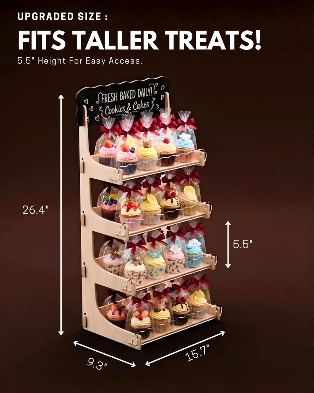 HOTCAN Cookie Display with Acrylic Front & Wooden Cookie Display