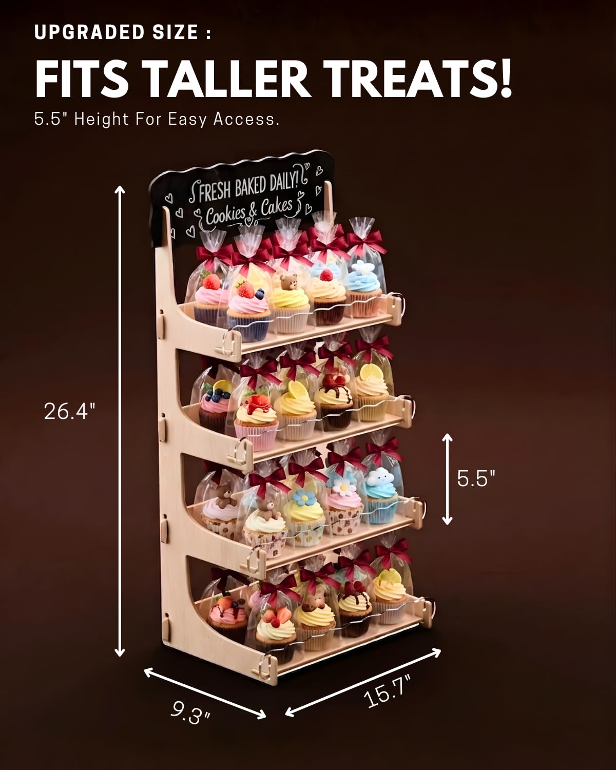 HOTCAN Cookie Display with Acrylic Front & Wooden Cookie Display