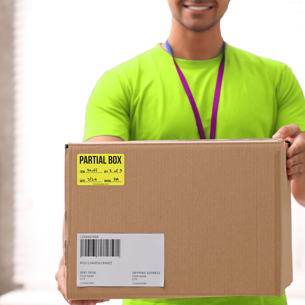 ChromaLabel Partial Box Shipping Labels, 2 x 3 Inch Yellow, 250/Roll 2" x 3"