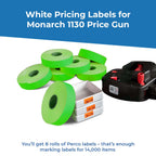 1136 Green Monarch Labels, 8 Rolls, 14,000 Two line Labels