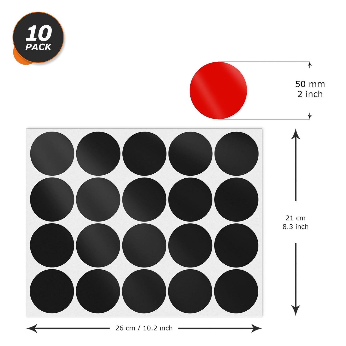 10 Colors Dot Stickers 2 Inches Vinyl Self-Adhesive Waterproof Colored Circle Labels Removable Color Coding Decals Round Tag for Office Inventory 200 PCS Multicolor