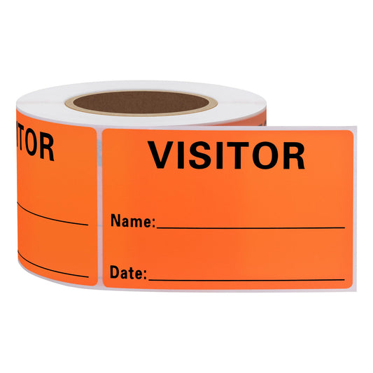 Visitor Pass Stickers Identification Labels Fluorescent Label, 300 (Fluorescent Orange) Fluorescent Orange