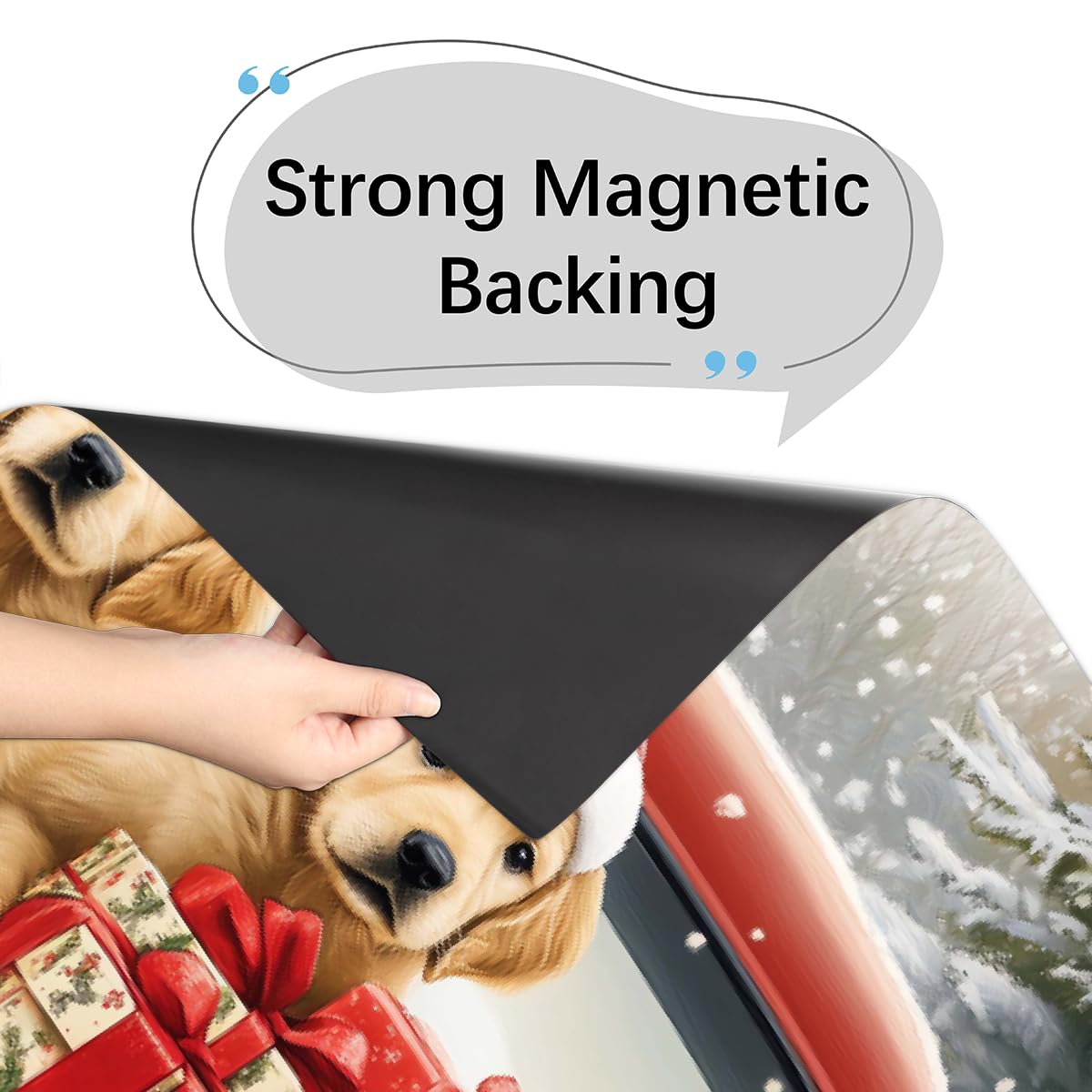 Dishwasher Magnet Cover Christmas Red Truck Dog Sticker Decorative