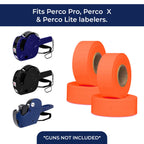 Perco 1 Line White & Fluorescent Red Labels - 16,000 Blank Price & Date Gun Labels Bundle