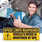 TOTOMO Vehicle Speed Monitored by GPS Safety Sticker, Speed Limits Maintained, 10-Pack, 10" x 3.5" Reflective Warning Decal for Fleet Vehicles, Trucks, Vans & Commercial Vehicles Black Standard [10"x3.5"]