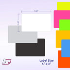 NextDayLabels 500 Rectangle Stickers, Color Coding Labels Roll, (3" x 5") Fluorescent Green