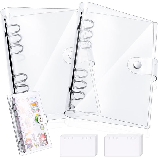 Reusable Sticker Book Collecting Sticker Binder 40 Sheets PVC Transparent Shell Collection Album for Collecting Labels Book Storage(2 Piece,A6) 2 A6