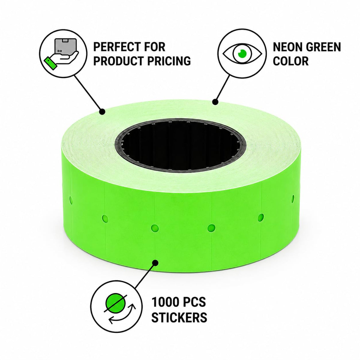 (10 Rolls - 10000 pcs) 0.82" x 0.47" (21 x 12 mm) Green Paper Sticker Price Gun Pricemarker Labels MX-5500 (Green) 10 Rolls (10000 labels)