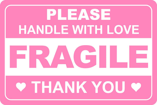 3x4.5 100 PCS Pink Fragile Handle with Love Labels Thank You Stickers Shipping Mailing Cartons Envelops Adhesive Labels-Poskornwel