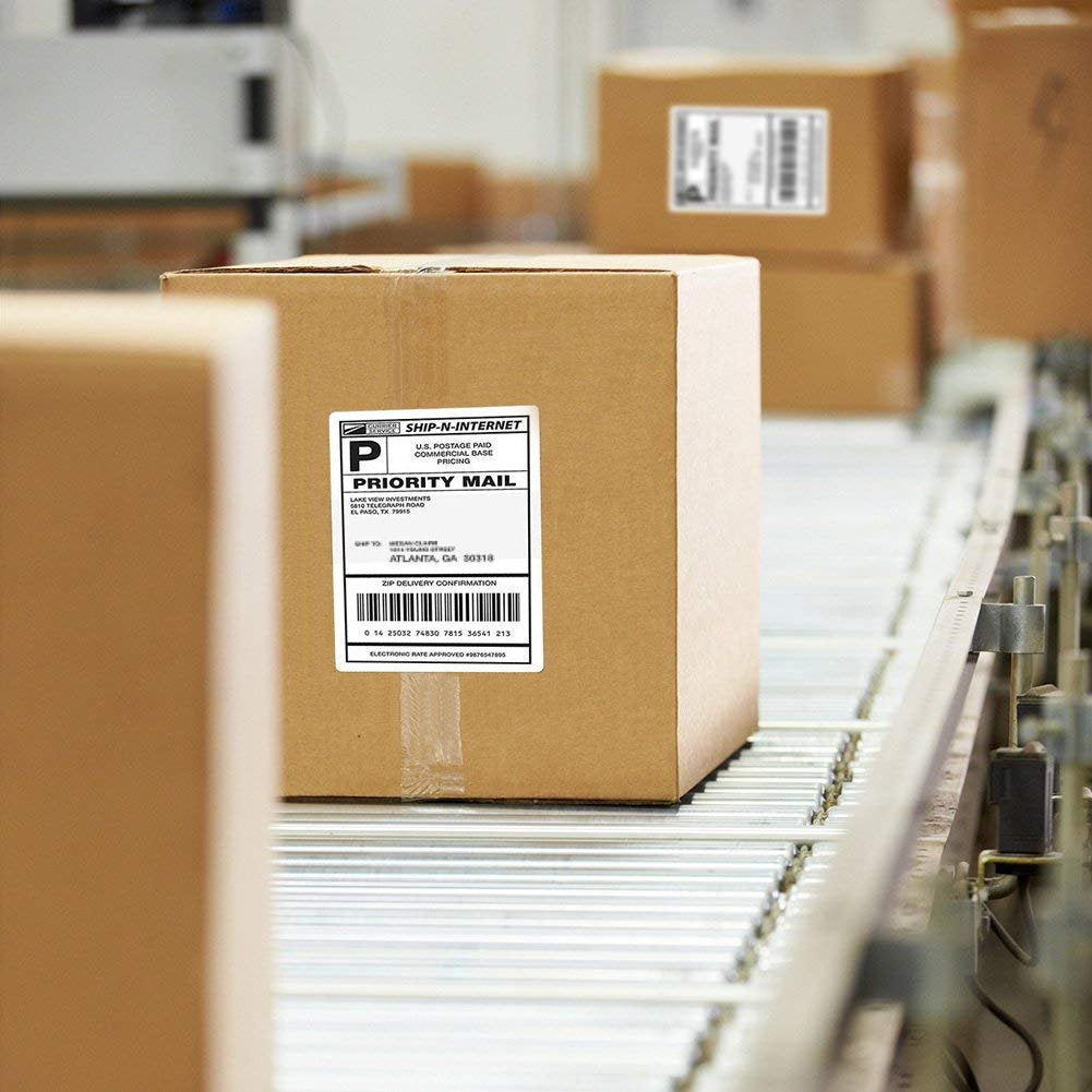 Immuson 4 x 6 Direct Thermal Shipping Labels with Perforations, Pack of 500 Thermal Labels, Permanent Adhesive, White Mailing Fanfold Label for Thermal Printer 500 Labels