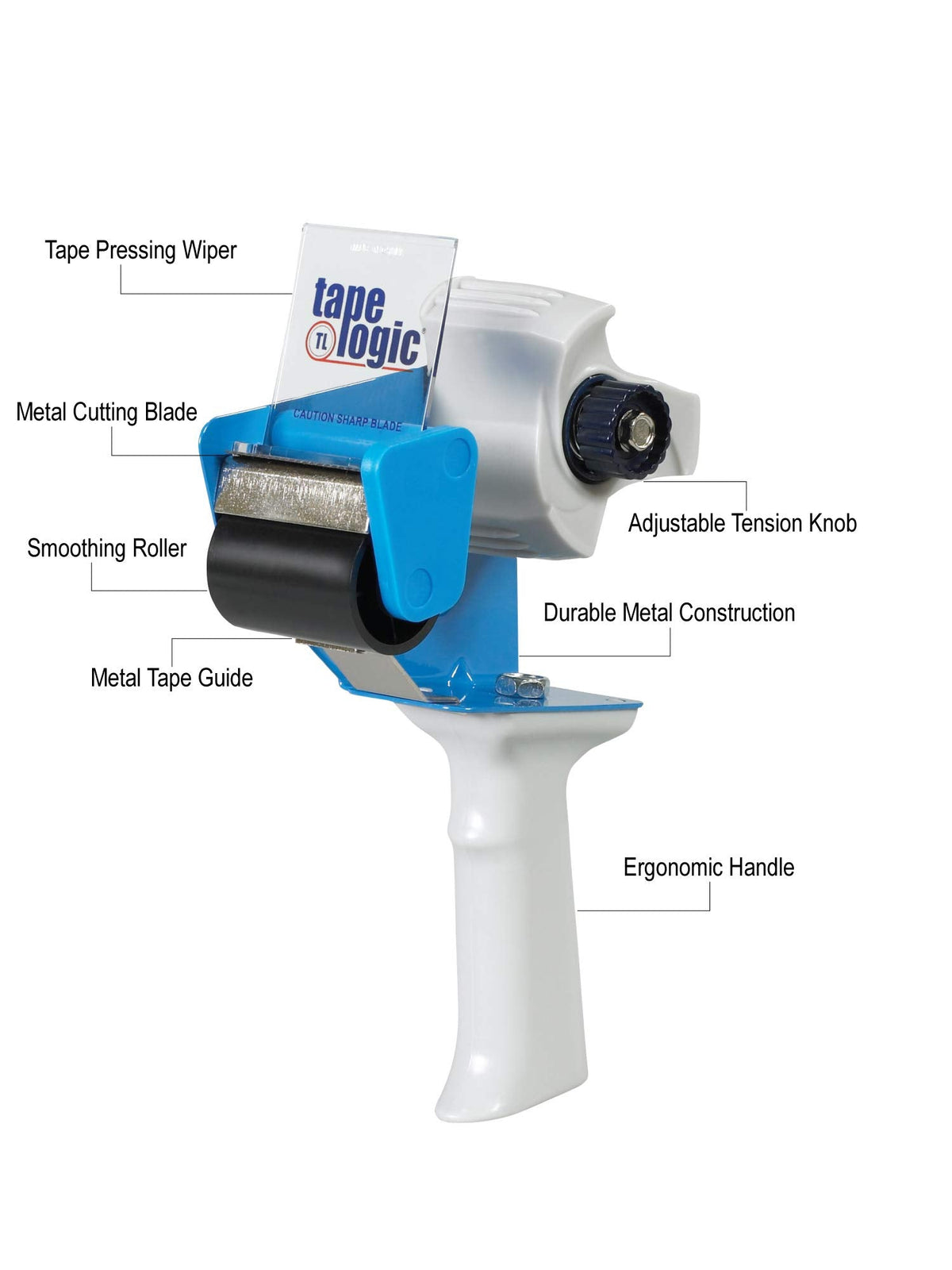 Partners Brand Tape Logic (1 Pack) Industrial Carton Sealing Tape Dispenser, 2", Blue/White 1 Pack