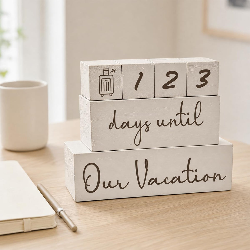 6 Pcs Our Vocation Wooden Countdown Calendar Blocks Desk Decor