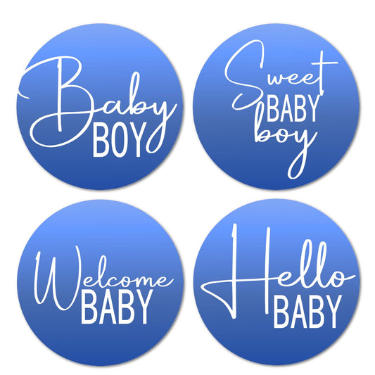 40 Blue Modern Baby Shower Stickers, 2 Inch Big Round Glossy Labels, It’s a Boy Baby Shower, Great for Party Favors, Tags, Games and Supplies. Made in USA