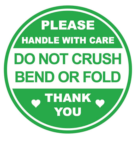 2 inch 300 PCS Green Do Not Crush Bend or Fold Handle with Love Labels Stickers Shipping Mailing Cartons Envelops Adhesive Labels