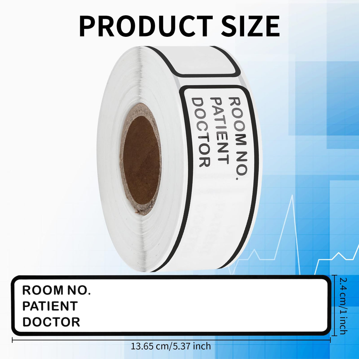 Set of 200 DLUGOPIS medical record labels with adhesive binder spine stickers for patient charts and storage bins.