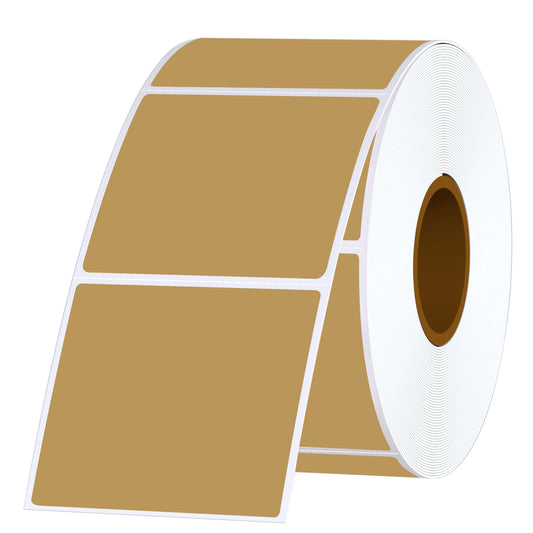 2x2 Square Thermal Labels Thermal Sticker Labels with Perforated Line, 500 Sheets/1 Roll, Brown, for QR Code, Baking, Product Logo, Business 2"x2"-500 Labels