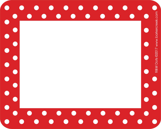 Barker Creek Name Badges & Self-Adhesive Labels, Red & White Dots, Multi-Purpose Name Tags, Gift Tags, Labels, and More! 3.5" x 2.75", 45 per Pkg, Home, School and Office Supplies (1502)
