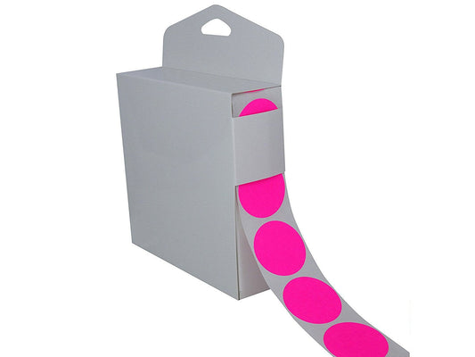 Color Coding Labels Super Bright Neon Pink Round Circle Dots (with Easy Dispenser Box) for Organizing Inventory 1.5 Inch 500 Total Adhesive Stickers (Neon Pink)