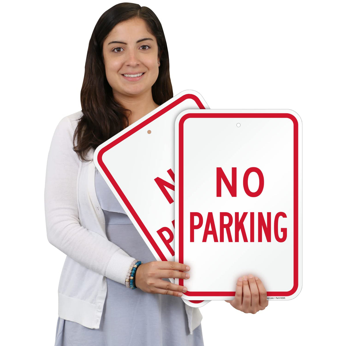 SmartSign No Parking Sign - Pack of 2, 18 x 12 inch, 2mm Aluminum Composite, Pre-Drilled Holes, Made in USA, Red and White ACM Aluminum - Pack of 2