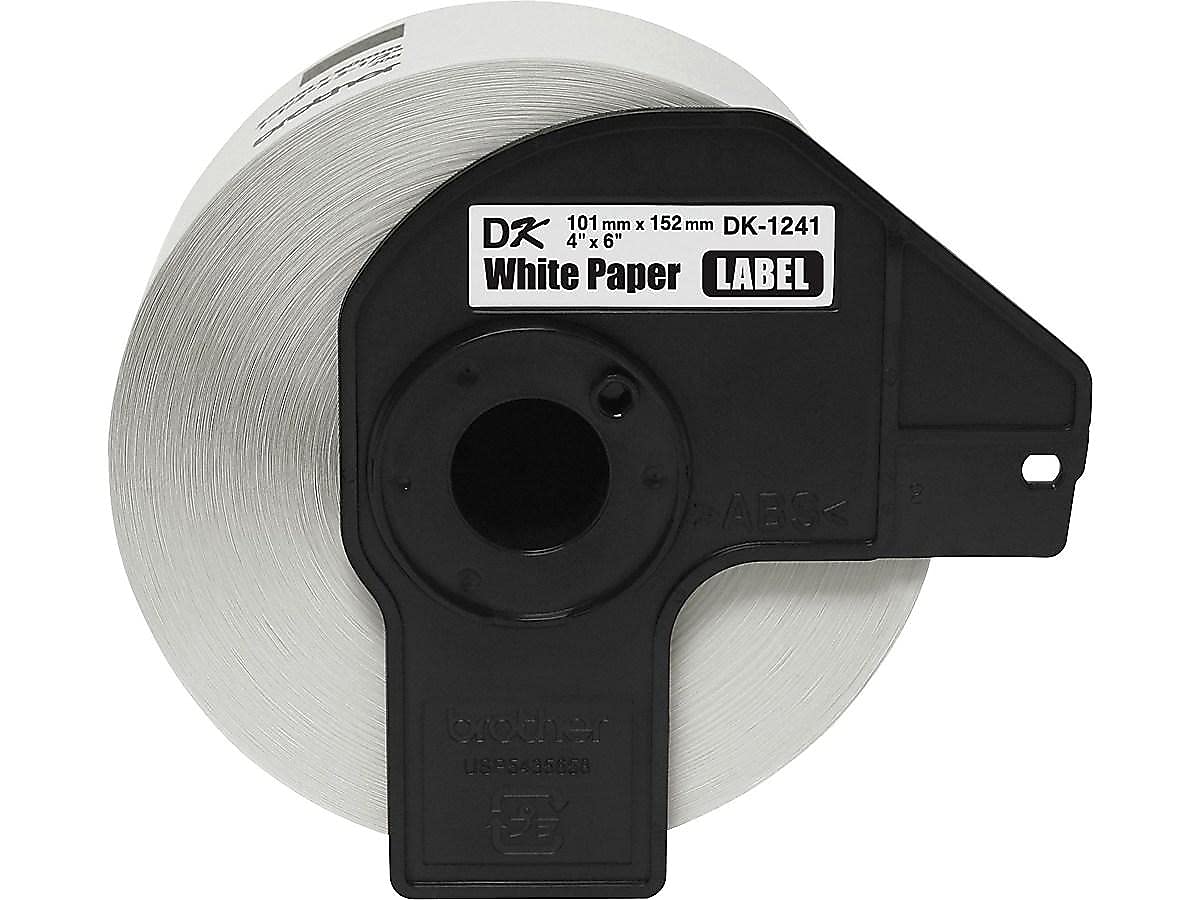 Brother Genuine DK-1241 Die Cut White Labels, 4 x 6 Inch Individual Labels, Large Shipping White Paper Labels, 200 Count, (1) Roll Per Box
