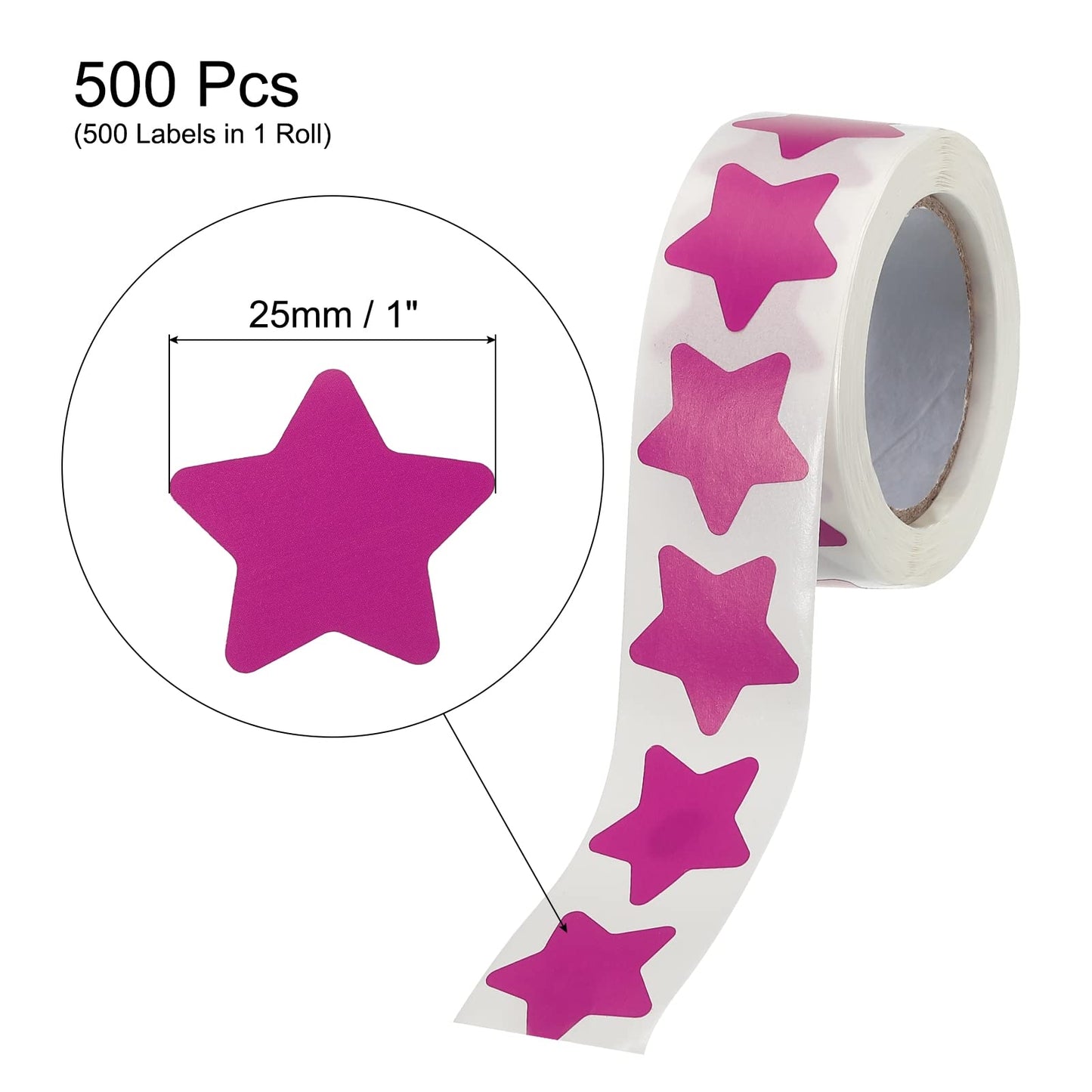 MECCANIXITY 1 Roll Star Stickers 1 Inch DIY Adhesive PVC Labels for Notes, Greeting Cards, Gift Boxes, 500 Count/Roll Purple