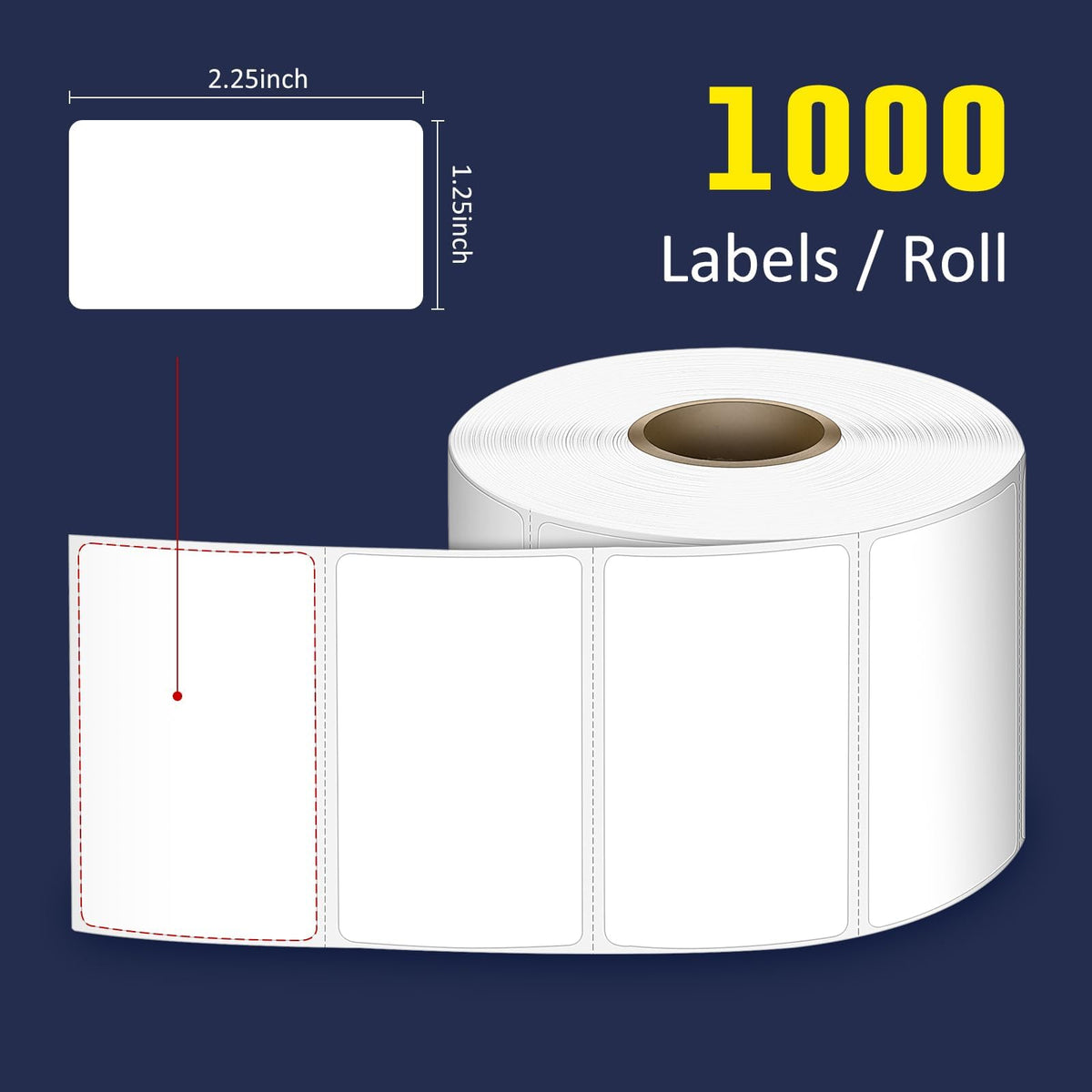 LLIKED 2.25" x 1.25" Direct Thermal Labels, 1000 Barcode Address Labels 2.25"x1.25"-1 Roll