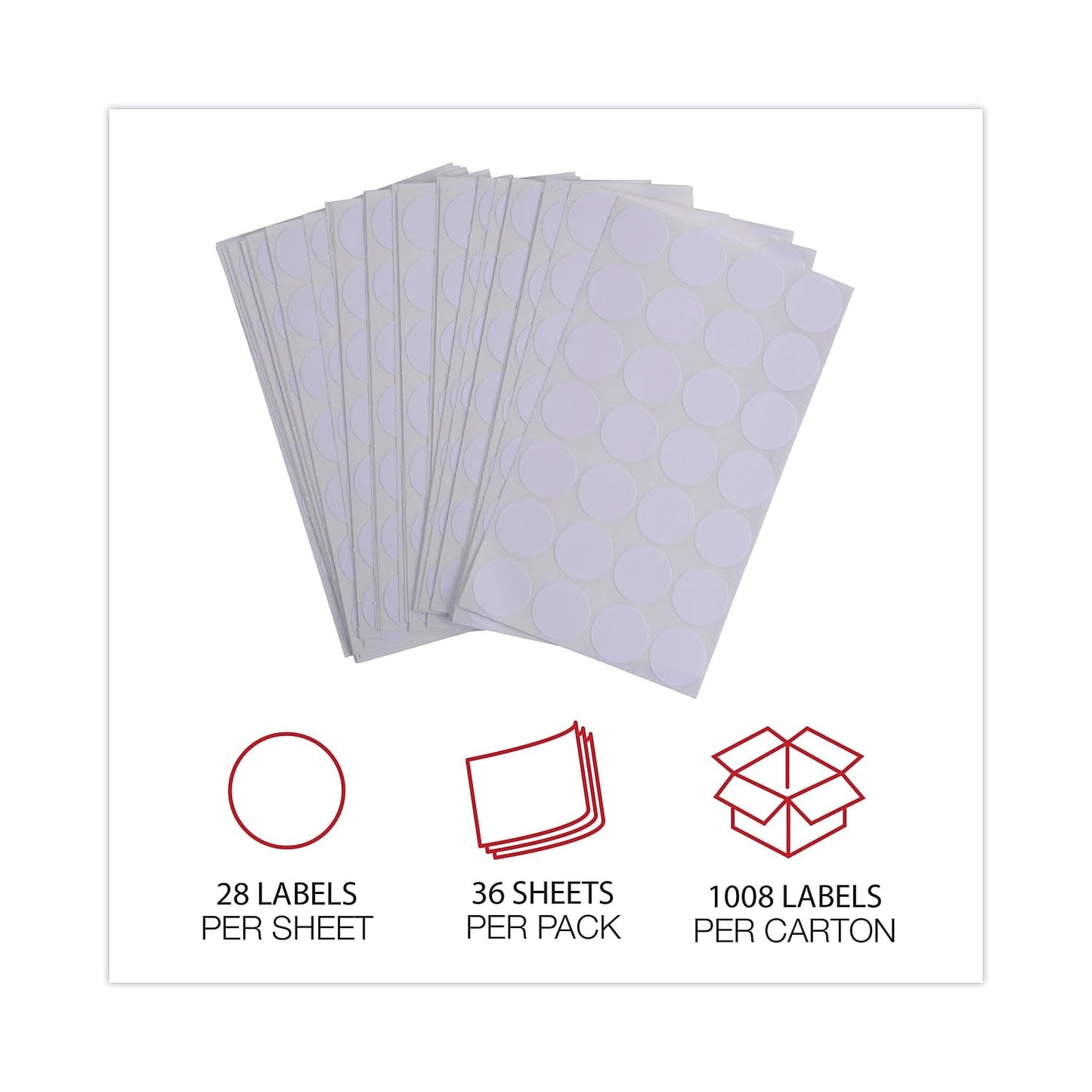 Universal 40108 Self-Adhesive Removable Color-Coding Labels, 3/4-Inch Dia, White, 1008/Pack