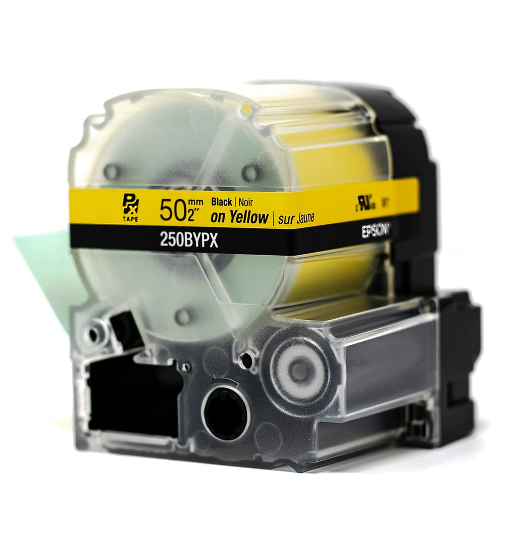 Epson LABELWORKS 250BYPX Label Tape - Black on Yellow - 2" (50mm), 26.2ft
