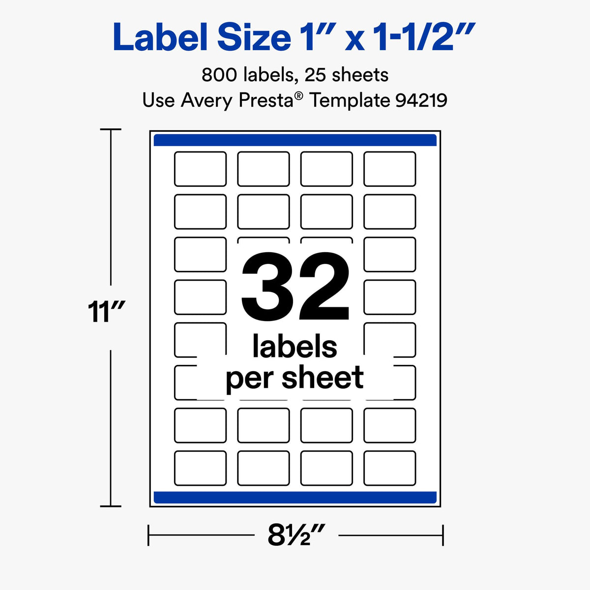 Avery® Matte White Rectangle Labels, 1" x 1.5", 800 Total 800 labels