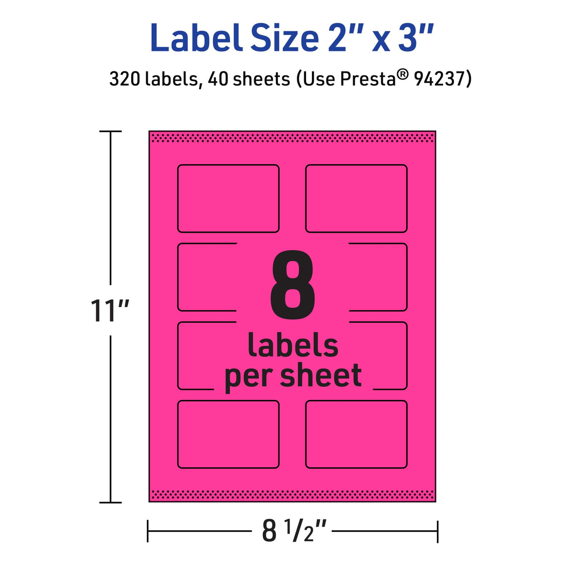Avery® Printable Rectangle Labels, Sure Feed® Technology, 2" x 3", Neon Magenta Labels, Print-to-The-Edge, Laser/Inkjet Printable, 320 Total, Great for Mailing and Candles 320 labels
