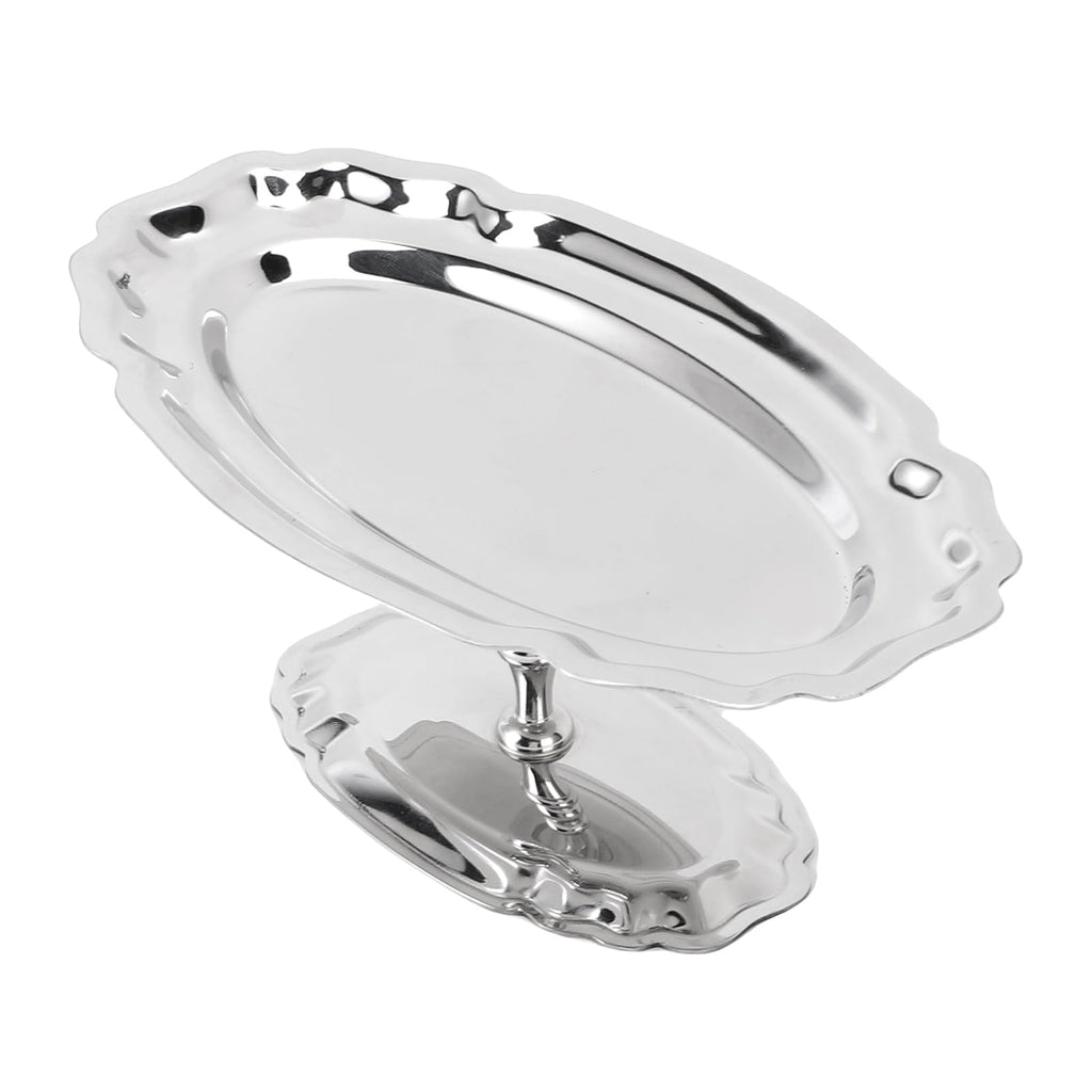 Dessert Platter with Pedestal, 304 Stainless Steel Oval Footed Plate