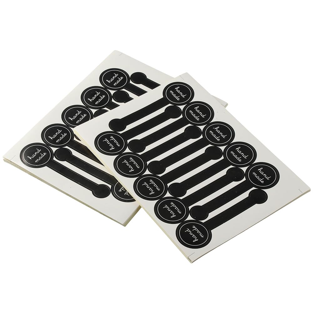 dohobby 300PCS Handmade Food Baking Label Stickers Food Retail Package Seal Self Adhesive Paper Sticker Black Striped Long Label