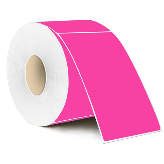 STARLIBOO 3"X5" Rectangle Neon Colored Labels, Removable Moving Labels for Boxes, Permanent Warehouse Moving Stickers Square Label (250Labels, Fluorescent Rose Red) 3*5 inch