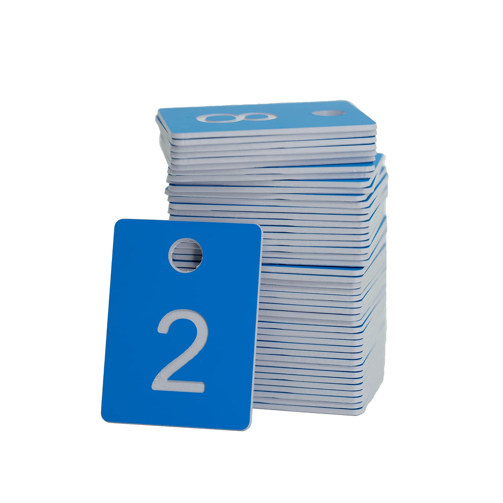 ABS Plastic Rectangle Numbered Tags ID Tags with Hole (1-50, Blue) 1-50