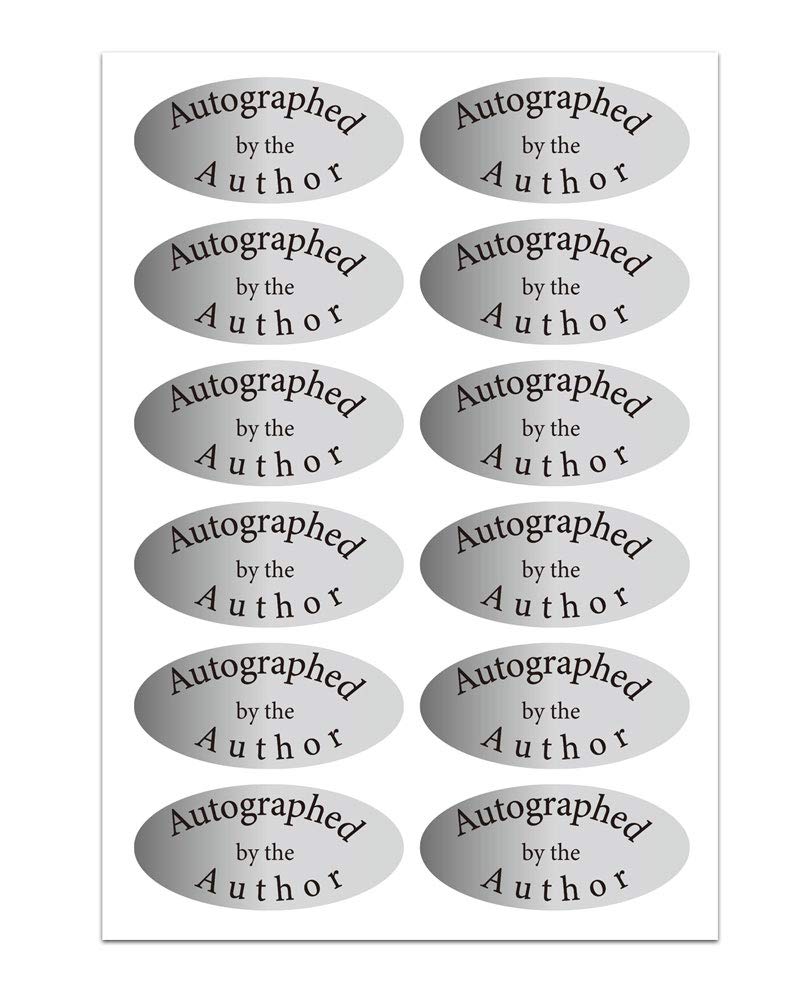 Silver Foil Autographed Label Stickers 1 x 2 Inch Oval Autographed by The Author Stickers Laminated Author Stickers-1008 Labels/Pack
